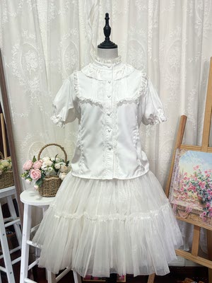 [White Shirt] Hello, Princess Original Lolita large-sized white shirt with a doll-collar inside