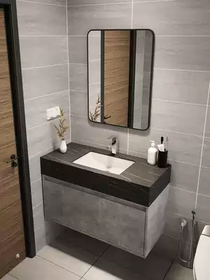 Modern and simple bathroom cabinet combination powder room face wash basin Sink sink set Light luxury rock plate integrated basin