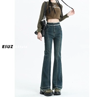 Джинсы, штаны, эластичные осенние штаны-клёш, в американском стиле, подходит для подростков, высокая талия, свободный крой