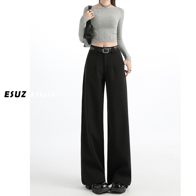 High-End Drapey Black Straight-Leg Suit Pants for Women, Summer Versatile 2026 New Style, Loose Slimming Wide-Leg Casual Pants High-End Drapey Black Straight-Leg Suit Pants for Women, Summer Versatile 2026 New Style, Loose Slimming Wide-Leg Casual Pants