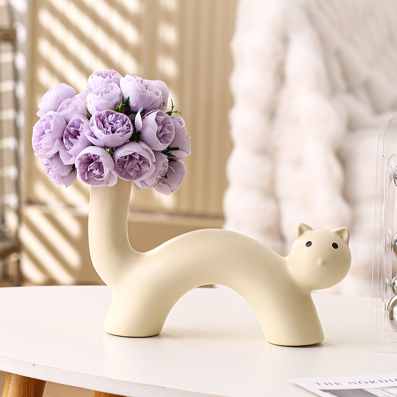 New Cute Ceramic Cat Vase, Living Room Wine Cabinet, Entrance Hall Art Decoration, Desktop Flower Arrangement, Niche Ornament New Cute Ceramic Cat Vase, Living Room Wine Cabinet, Entrance Hall Art Decoration, Desktop Flower Arrangement, Niche Ornament