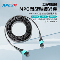 APESD铠装MPO光纤跳线野战户外万兆单模多模基站抗拉8芯12芯光缆