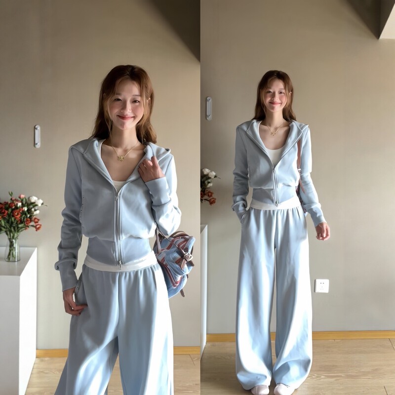 Tweed Style Sportswear Suit for Women, Autum Loose-Fitting Korean Style Fashionable High-End Sweatshirt, Wide-Leg Pants, Casual Two-Piece Set Tweed Style Sportswear Suit for Women, Autum Loose-Fitting Korean Style Fashionable High-End Sweatshirt, Wide-Leg Pants, Casual Two-Piece Set