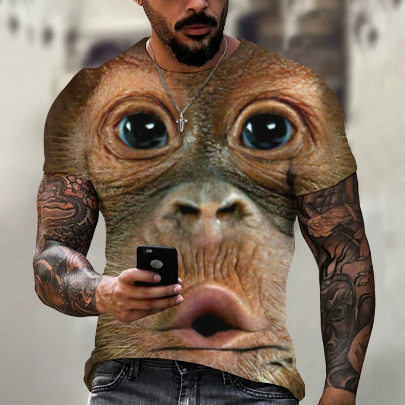Мужская футболка fashion Monkey 3D принт топы с коротким рукавом Cas