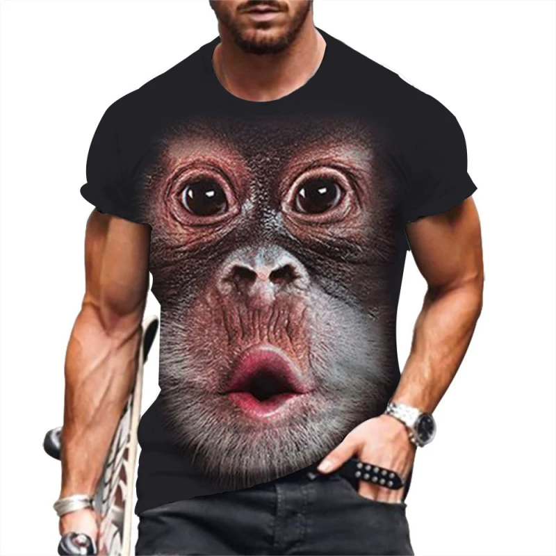 Мужская футболка fashion Monkey 3D принт топы с коротким рукавом Cas