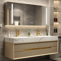 King Light Luxury Modern Solid Wood Bathroom Cabinet Combination Small fresh smart cabinet One basin bathroom washing