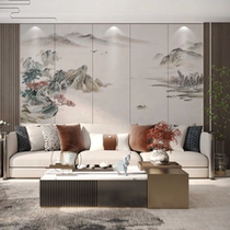 New Chinese embroidery hard bag background wall living room sofa TV wall cloth mural bedroom bedside background wall hard bag