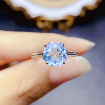 S925 silver natural topaz open ring for women
