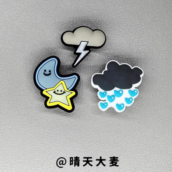 Crocs Shoe Charms Compatible with Crocs Jibbitz Lightning, Rain, Weather, Clouds, Stars, Moon