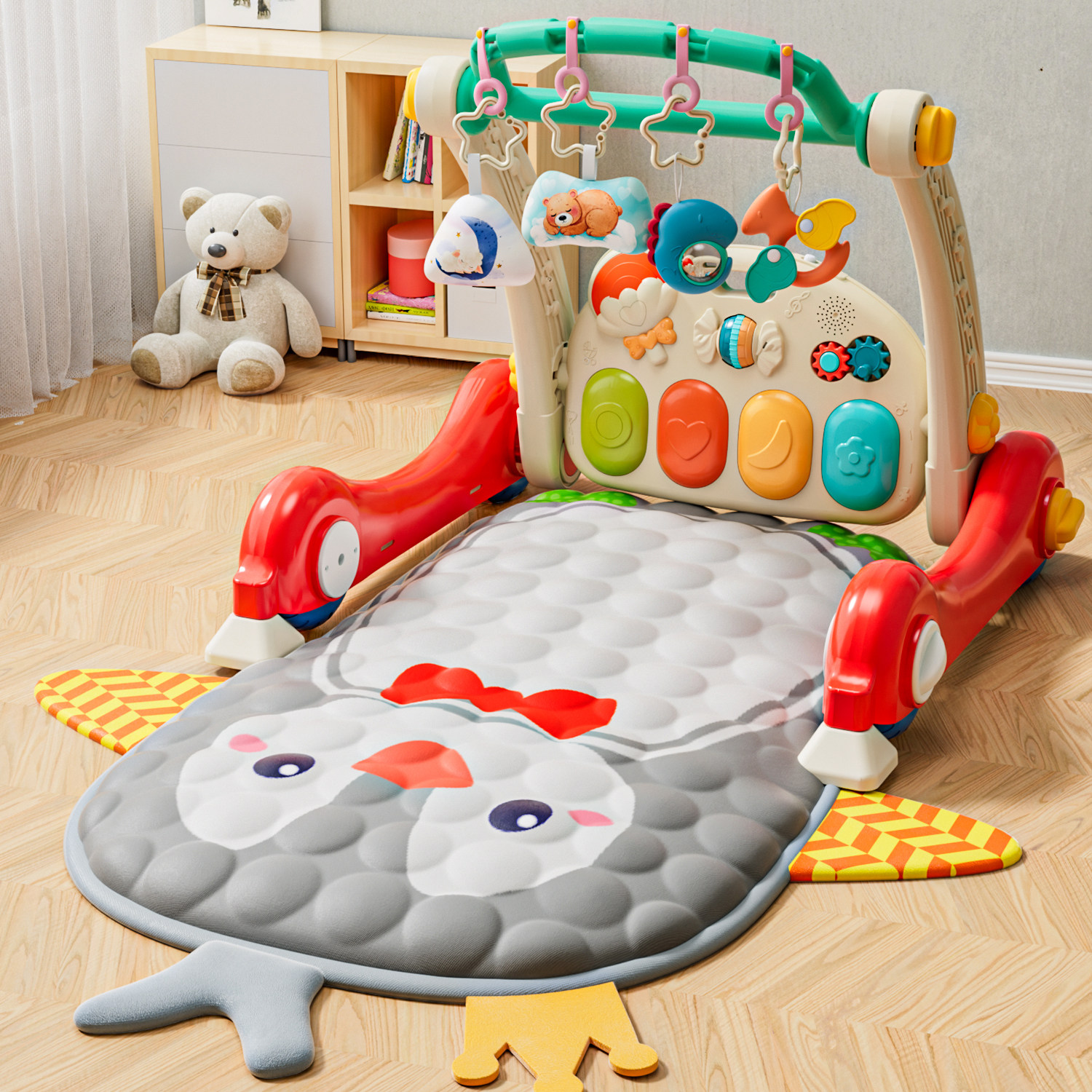 Baby foot piano fitness stand 01 year old baby 3 months 2 Yizhi early teaching toddler 2 in 1