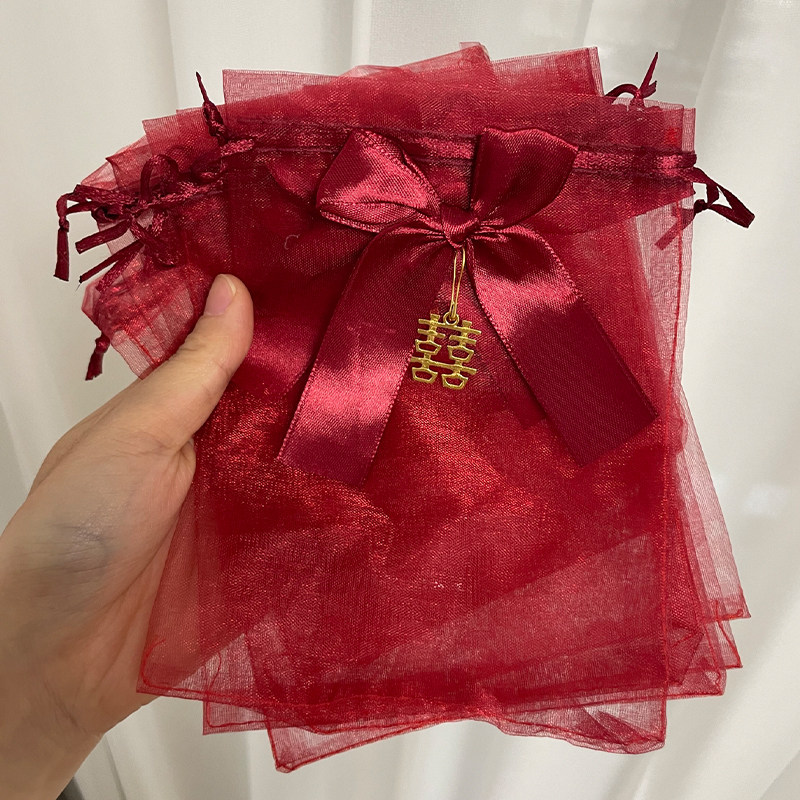 Delight Sugar Bag Wedding Exclusive Confectionery Mesh Yarn Bag Happy Bag Packaging Gift Bag Box Companion Gift Bag Wedding Supplies Big-Taobao