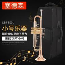 Trumpet B flat professional three-tone trumpet instrument phosphor bronze beginner performance level phosphor bronze STR-500L
