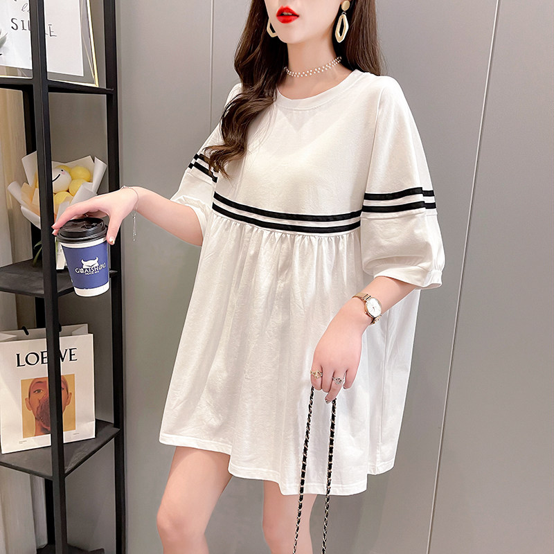 Pregnant women short-sleeved T-shirt 2022 new maternity dress summer top female Korean version loose maternity dress a-line skirt
