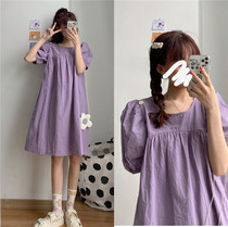 Fashion maternity dress tide 2020 Summer pregnant women dress square collar bubble sleeve doll skirt summer hot mom personality