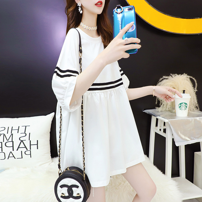 Maternity wear trendy 2022 summer fashion loose large size maternity tops women's short-sleeved T-shirt skirts mid-length version of the tide mom