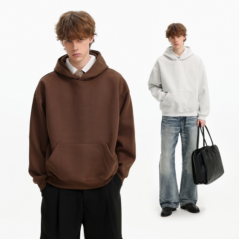 Wainot Maillard Simple Casual Solid Color Hooded Top for Men 2026 Autumn New Heavyweight Loose Hoodie