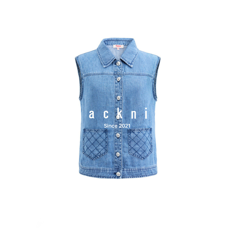 Blacknini "Paris Summer" Hemp Fermented Light Blue Washed Quilted Vest Jeans Dress Skirt Blacknini "Paris Summer" Hemp Fermented Light Blue Washed Quilted Vest Jeans Dress Skirt
