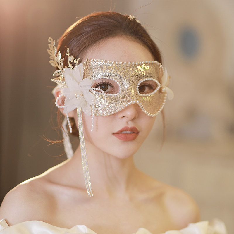 Sweet-scented Osmans Drunk Mask Half Face Woman Golden Adult Emotional Makeup Prom Beauty Party Princess Banquet Accessories-Taobao