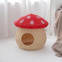 Imitation rattan summer weaving 856 cat nest washable villa semi-enclosed four-way all-season closed hand-knitted season breathable dog nest