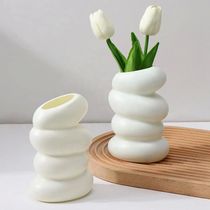 1PC Plastic Spiral White Vase Nordic Creative Flower Arrange