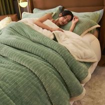 Soft Warm Blanket for Winter Green Color Thick on the Beds S