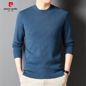 Pierre cardin men's autumn solid color loose round neck knitted long-sleeved sweater simple pullover versatile bottoming sweater Pierre cardin men's autumn solid color loose round neck knitted long-sleeved sweater simple pullover versatile bottoming sweater