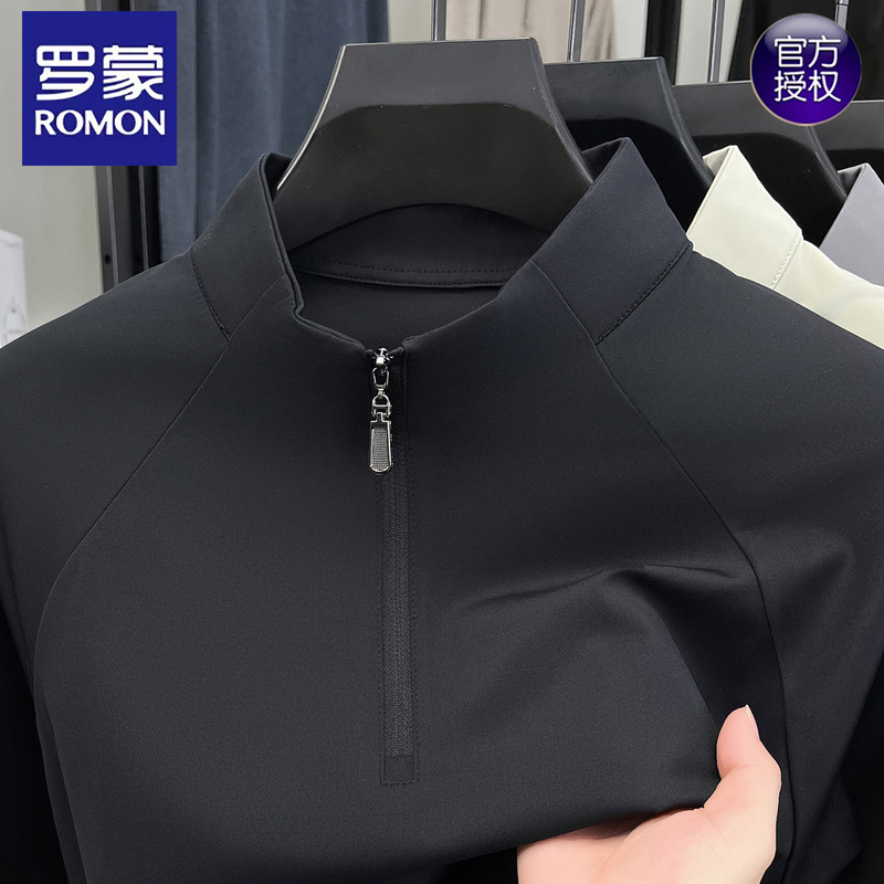 Romon Spring and Autumn New Half-Turtleneck Men's Sweatshirt Long-Sleeve T-Shirt for Young and Middle-Aged Outdoor Casual Zipper Collar Base Shirt Romon Spring and Autumn New Half-Turtleneck Men's Sweatshirt Long-Sleeve T-Shirt for Young and Middle-Aged Outdoor Casual Zipper Collar Base Shirt