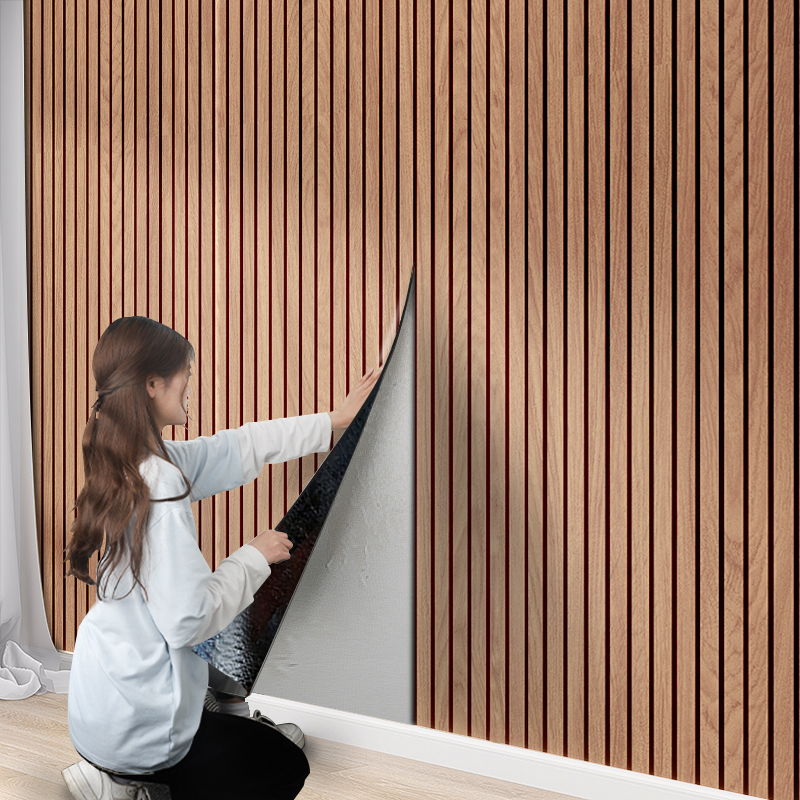 Wall Decoration Grille Board Wall Stickers Self-Adhesive Imitation Solid Wood Concave and Convex Decorative Board Background Wall Wood Veneer Wall Panel Wall Covering