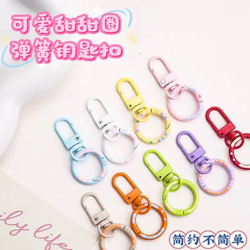 Donut Spring Keychain Candy Color Door Buckle DIY Material Doll Pendant Bag Accessories