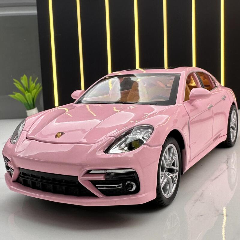 Pink Panamera Alloy Sports Car Model 1:24 with Light and Sound Effects, Realistic Collectible Display Piece, Boy's Toy Gift Pink Panamera Alloy Sports Car Model 1:24 with Light and Sound Effects, Realistic Collectible Display Piece, Boy's Toy Gift