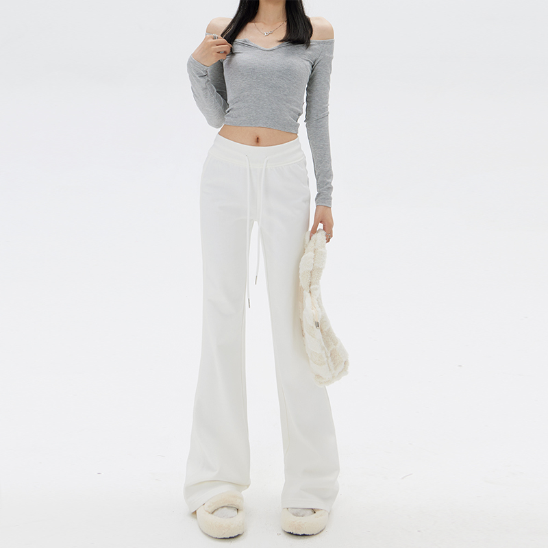 Oxygen-Style Homegirl Yoga Pants for Women, White Flared Sweatpants, 2026 New American-Style Sports Casual Pants