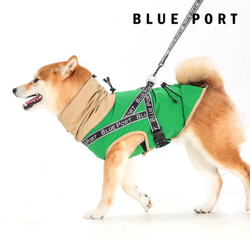 Blueport Pet Raincoat Harness Poncho Sleeveless Jacket Teddy Shiba Inu Dog Waterproof Clothing