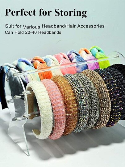 Headband Display Stand, Transparent Assembly Headband and Hairband Storage Display Rack, Hair Accessory Stand, Acrylic
