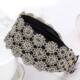Korean Wide-Brimmed Simple Embroidered Fabric Hair Clip Headband with Rhinestones and Anti-Slip Teeth for Women
