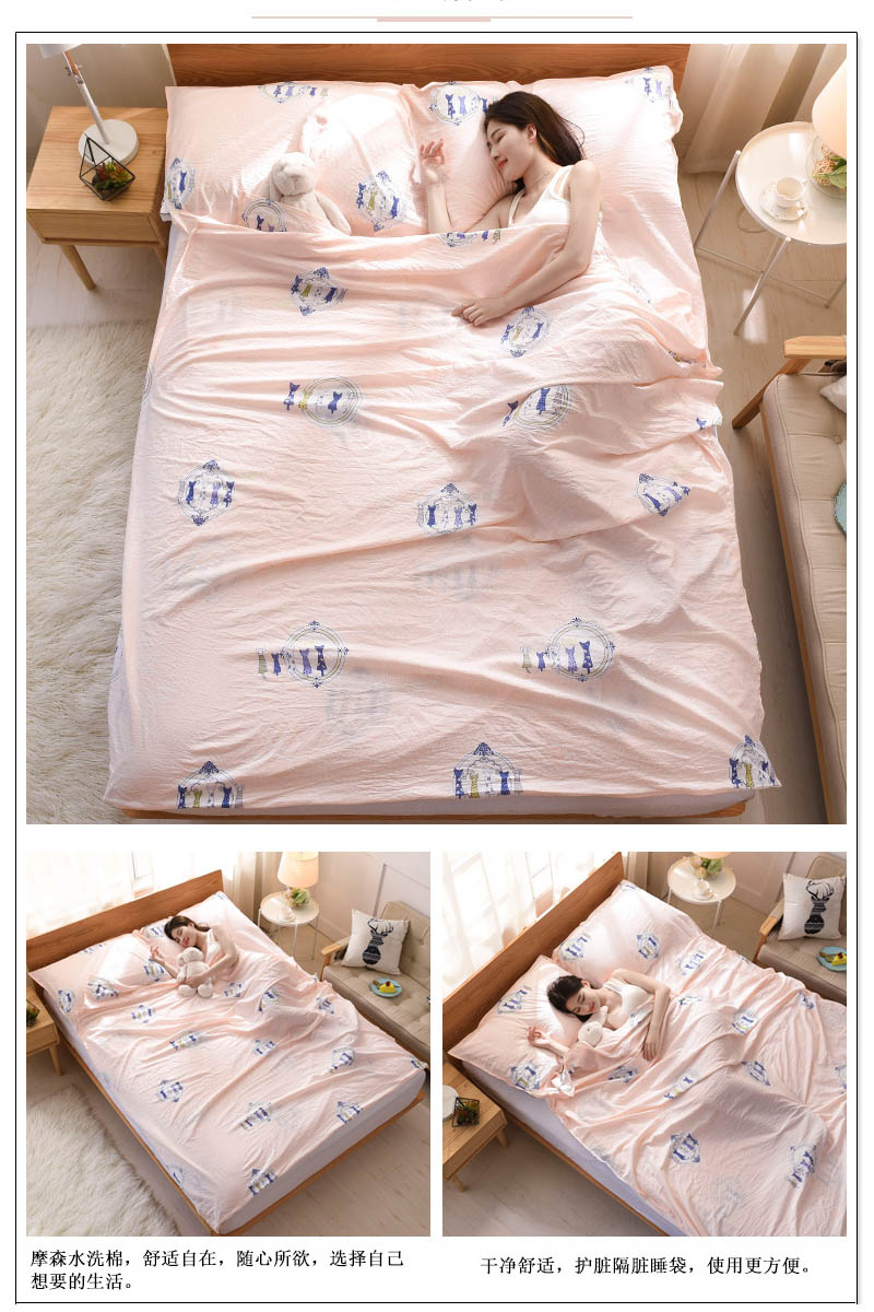 Du lịch nhẹ xách tay vệ sinh túi ngủ khách sạn cotton trên bẩn đôi đơn trong nhà cotton người lớn du lịch giường vải lanh chăn túi ngủ cho bé tiểu học
