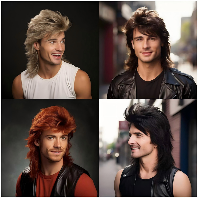 European and American Men's Wigs, 80S Style, Long Red-Brown Hair, Large Volume Wig, Men's Hairpiece European and American Men's Wigs, 80S Style, Long Red-Brown Hair, Large Volume Wig, Men's Hairpiece