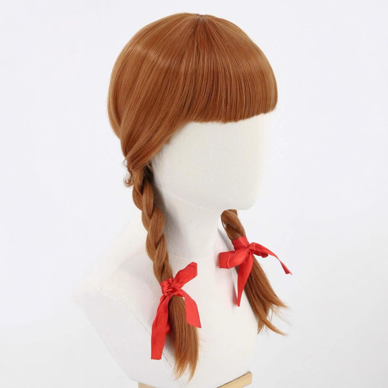 Halloween Annabelle Cosplay Wig Props Braided Bow Wig Halloween Annabelle Cosplay Wig Props Braided Bow Wig