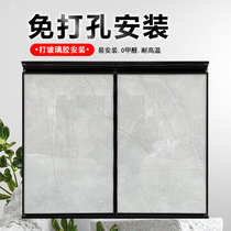 Cabinet door panel Dingding kitchen integral cabinet door custom tempered glass door with frame aluminum alloy crystal steel door order