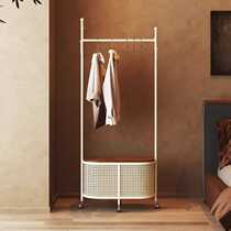 Clothes rack floor-standing bedroom Japanese-style mobile imitation rattan living room dirty clothes basket internet celebrity cream style storage clothes rack