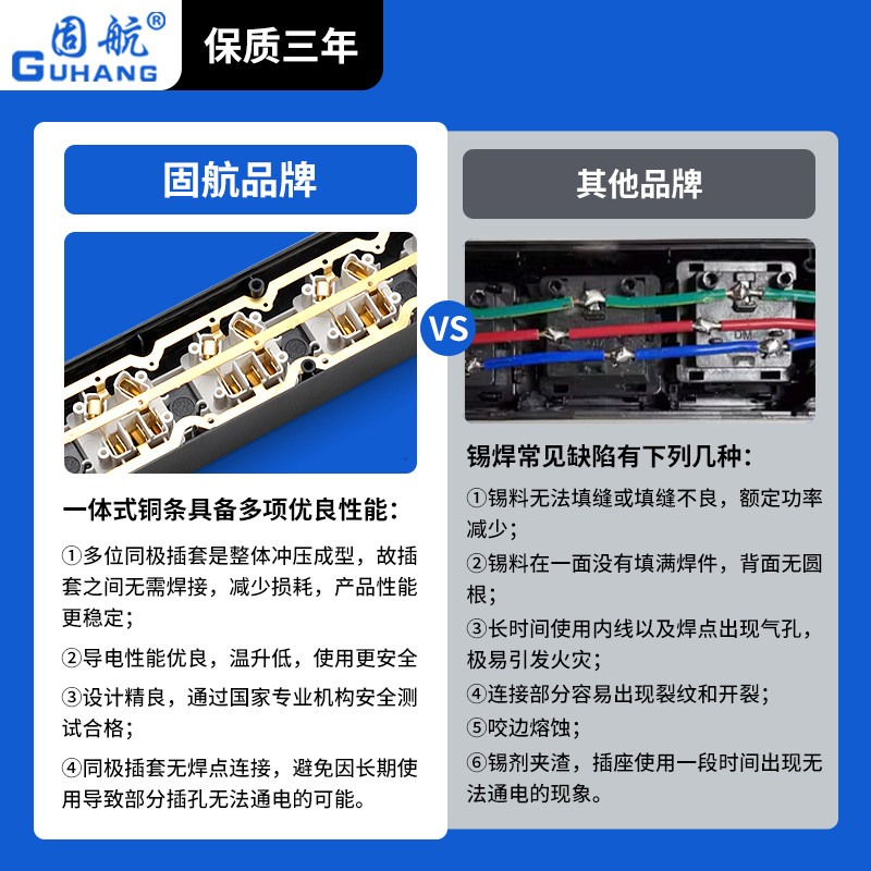 Copper Desktop Under-Desk Gaming Power Strip Pdu Cabinet Office Computer Power Strip Multi-Socket Power Strip Cabinet Lightning Protection Power Board