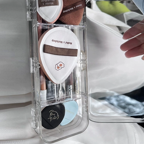 Спонж, кисть, портативная косметическая прозрачная коробка для хранения для путешествий