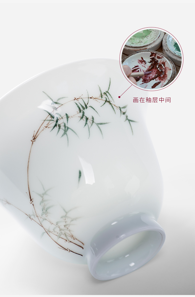 Made in jingdezhen ceramic kung fu tea set hand - Made household thin foetus three tureen large bowl cups
