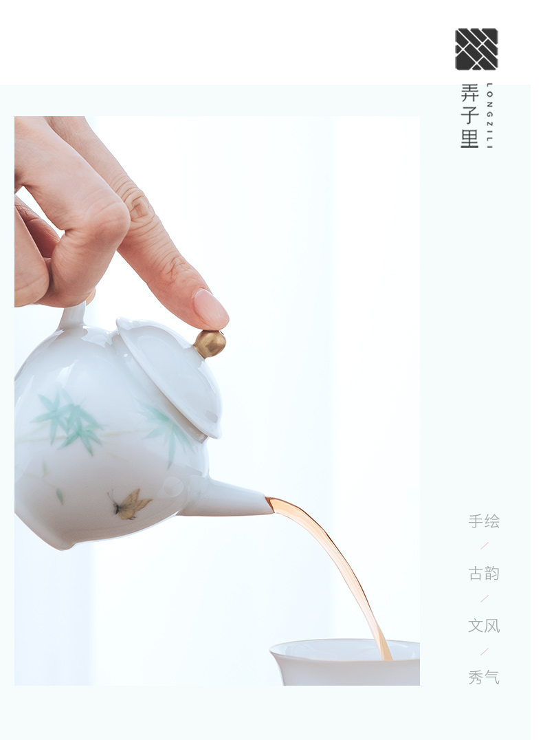 Get in the manual of violet arenaceous kung fu tea pot jingdezhen tea set small teapot little teapot with one person
