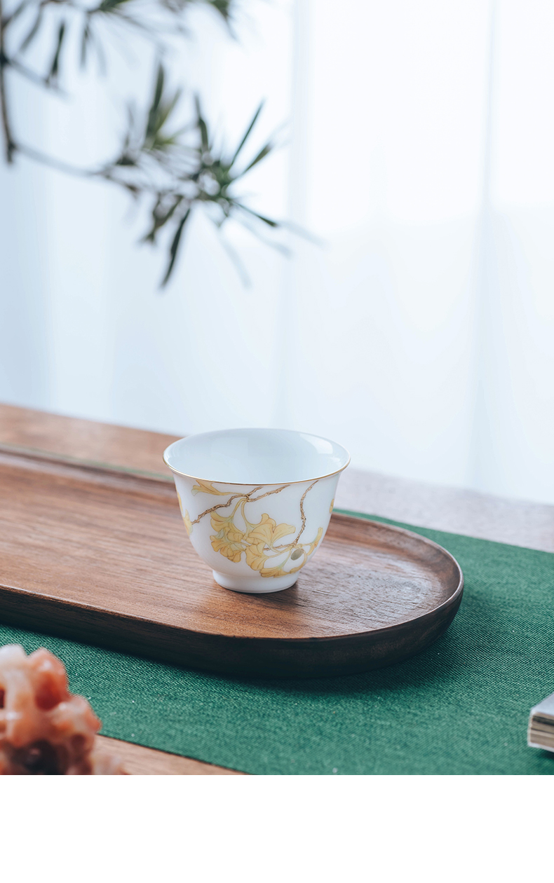 Make in jingdezhen ceramic cup to ultimately responds water cups suit small teacups hand - made ginkgo designer tea set