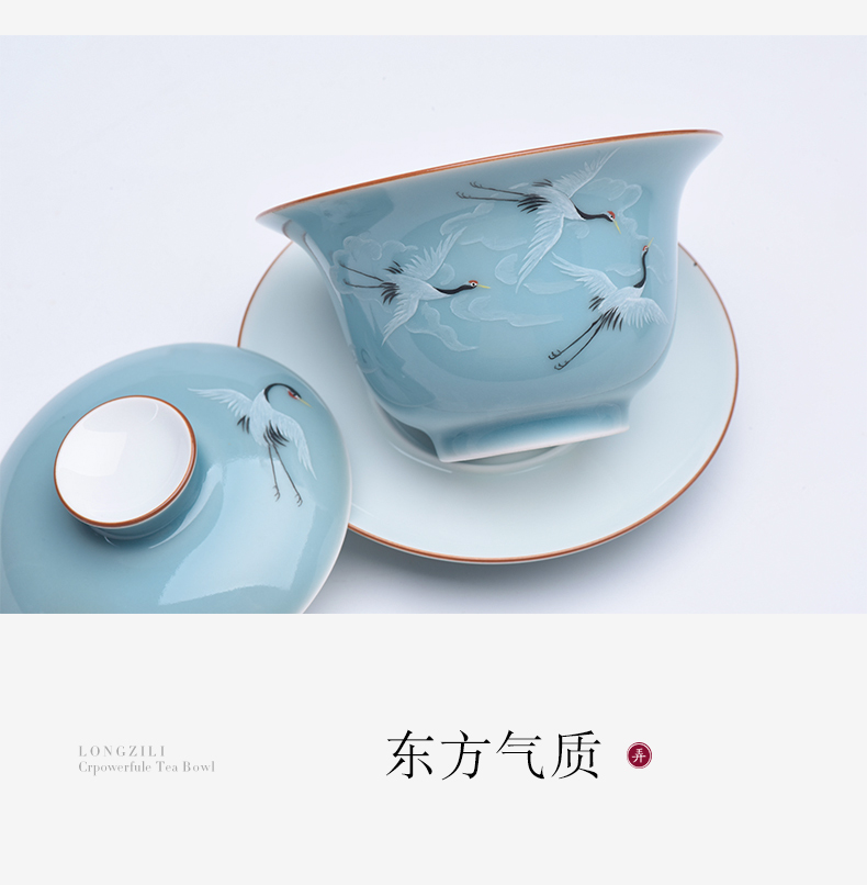 Made in jingdezhen ceramic kung fu tea set suit pure manual hand - Made thin body only three tureen tea cup size