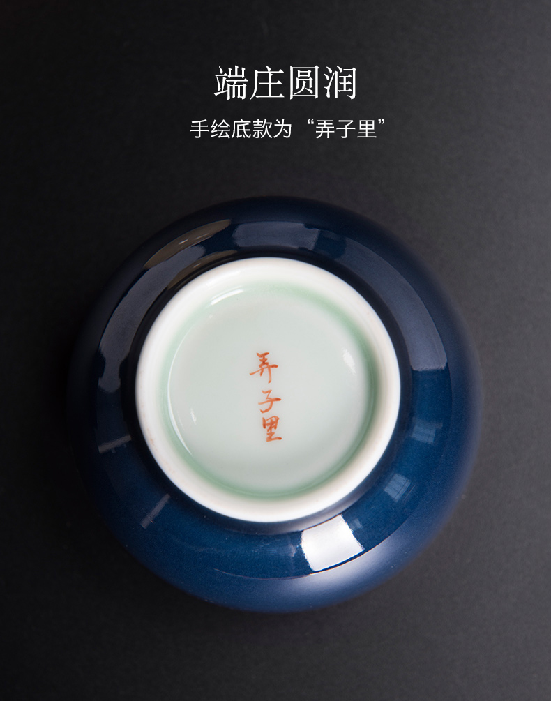 Made in jingdezhen kung fu tea cups ceramic checking ji blue sample tea cup to build master cup single CPU