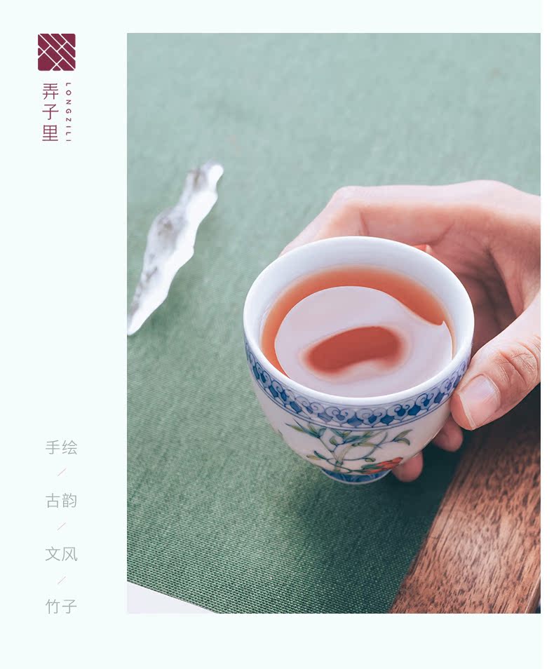 Figure in the glass cup masters cup kung fu tea set jingdezhen ceramic dou color satisfied grain heart cup sample tea cup