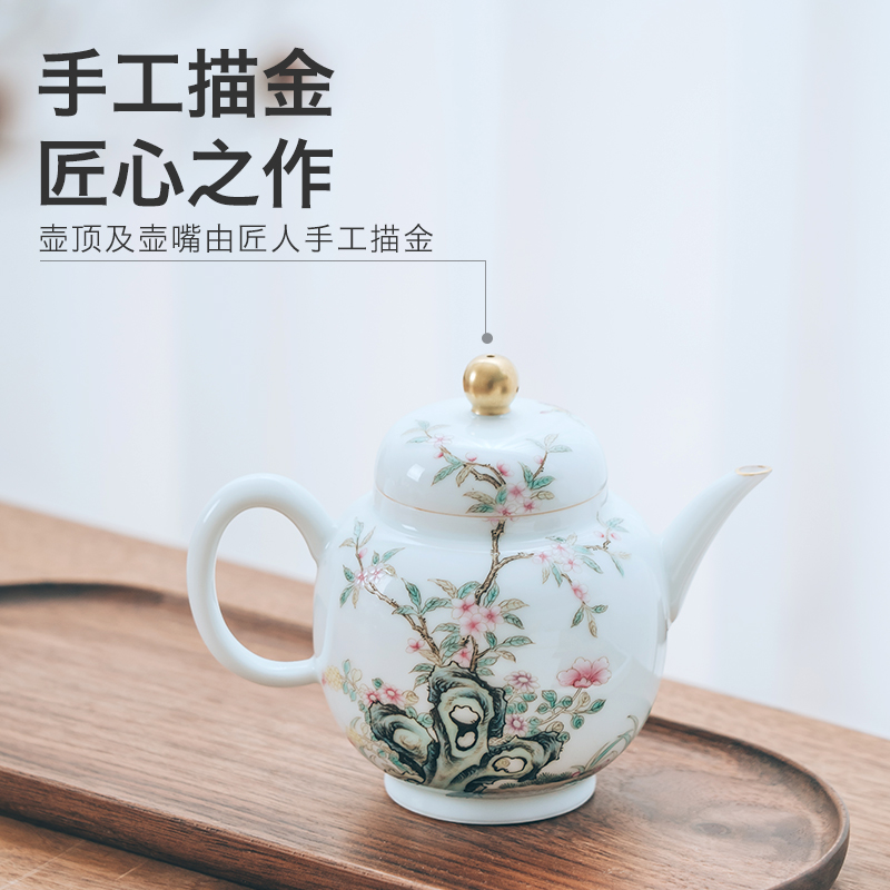 Get in white porcelain kung fu tea teapot pure manual hand - made ShaTang big palace the lantern of violet arenaceous glass pot of flowers