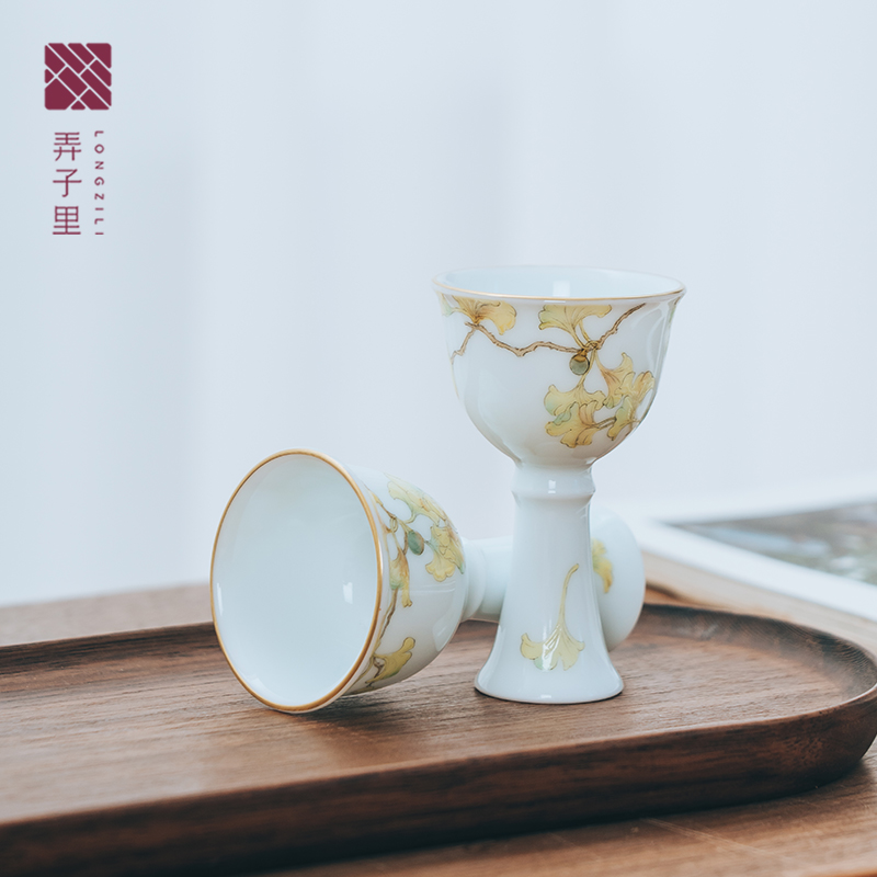 Get in ginkgo powder enamel goblet of jingdezhen ceramics master kung fu tea cup single CPU
