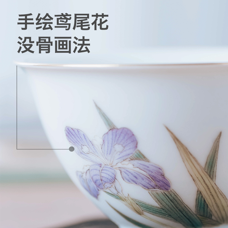 Made in jingdezhen ceramic cup home master cup antique hand - Made mud creative irises heart cup single CPU